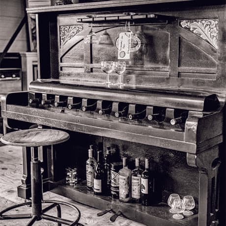 Vintage piano in showroom